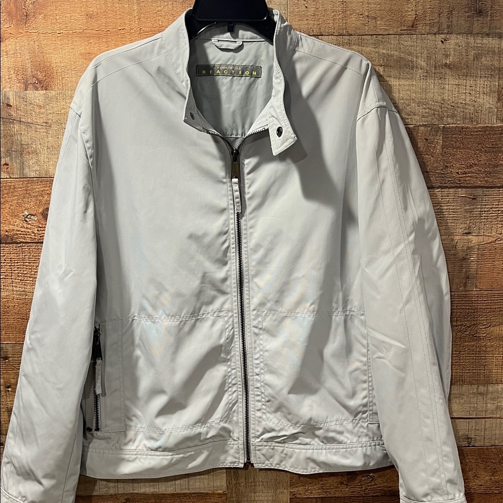 Kenneth Cole Reaction Men's Light Gray Zip-Front Jacket size large